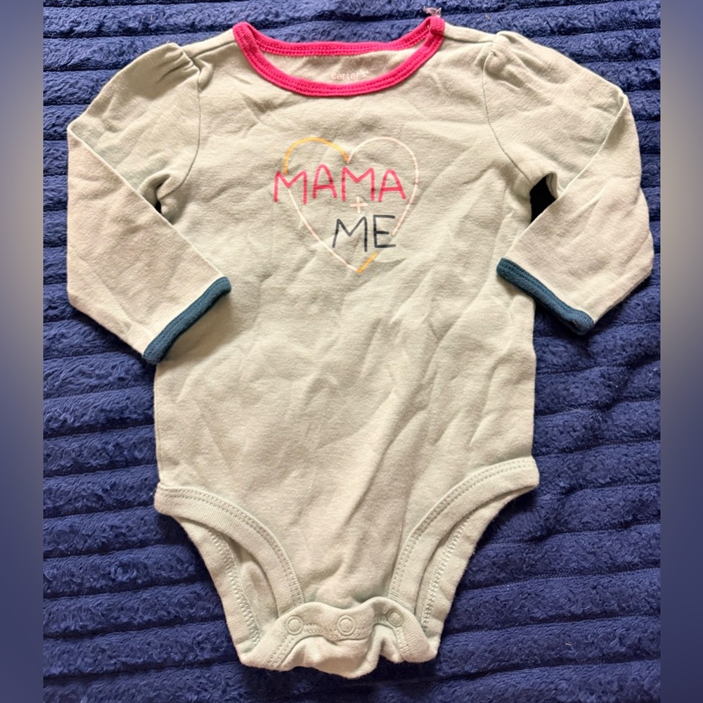 Carter's Light Blue Onesie with Pink and Blue Trim